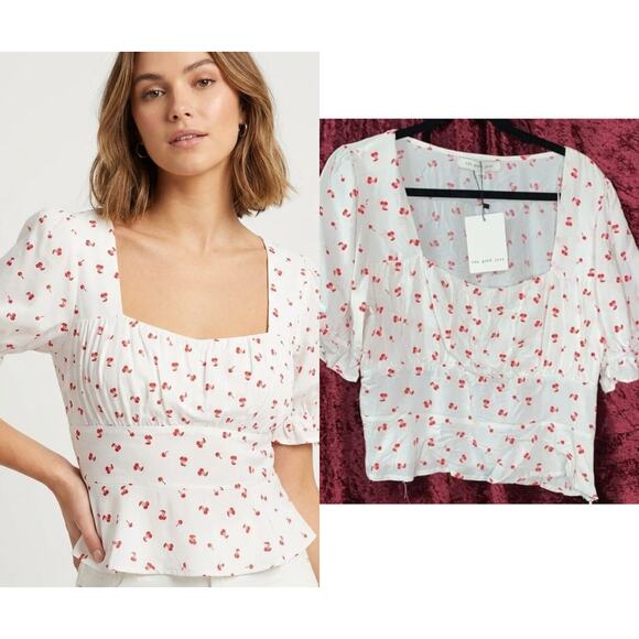 The good jane Tops - GOOD JANE  Eloise Cherry Pop Crop Top in White and Red